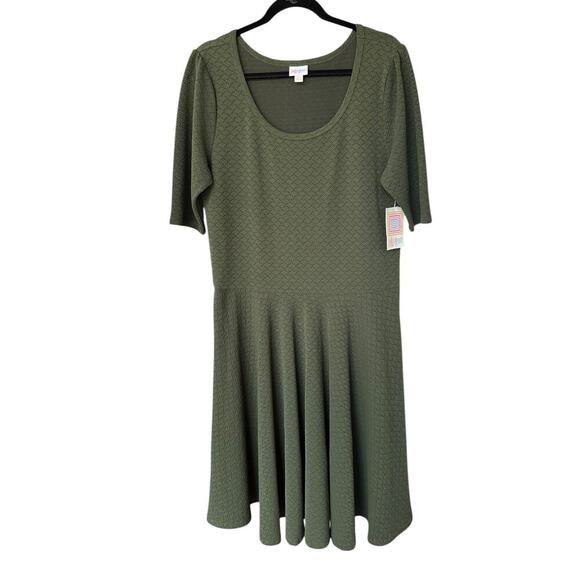 NWT Lularoe Women's Green Nicole Dress Size 3X Plus - Picture 2 of 5